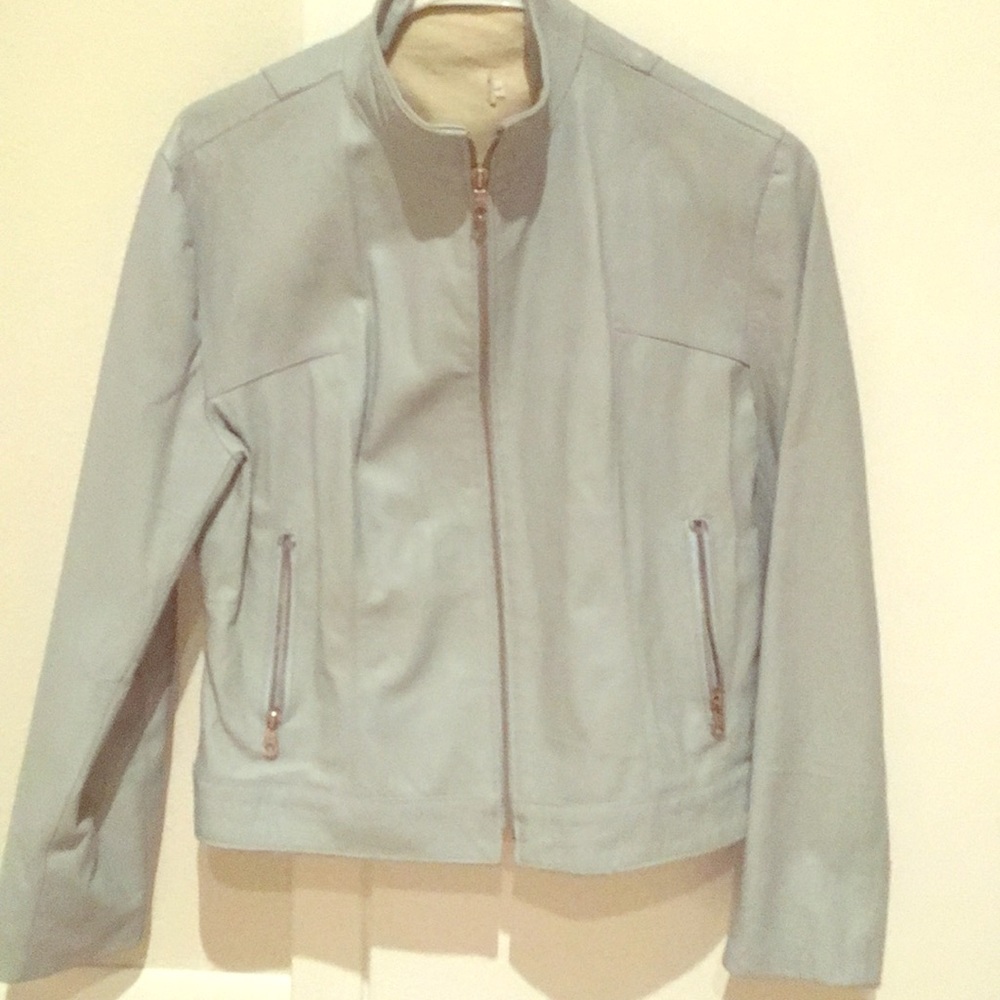 Blue leather jacket
